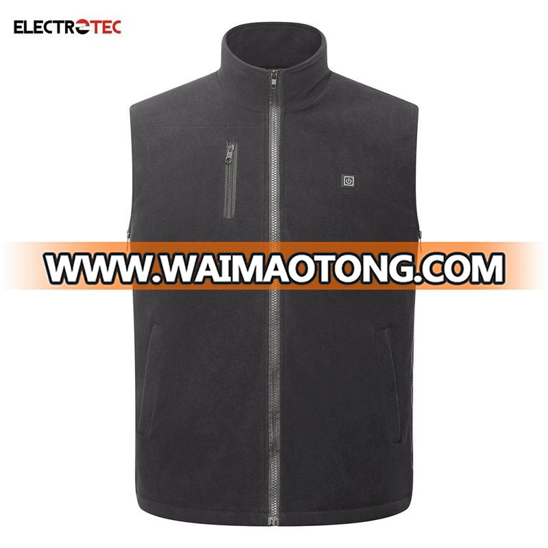 100% polyester fleece 5V battery powered winter windproof sleeveless heated vest