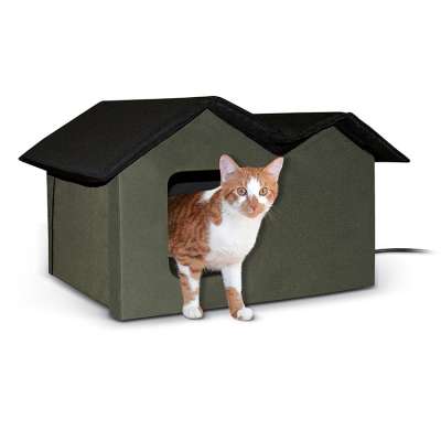 Outdoor Extra-Wide Heated Kitty House 26.5" x 15.5" x 21.5" Heated Pet House